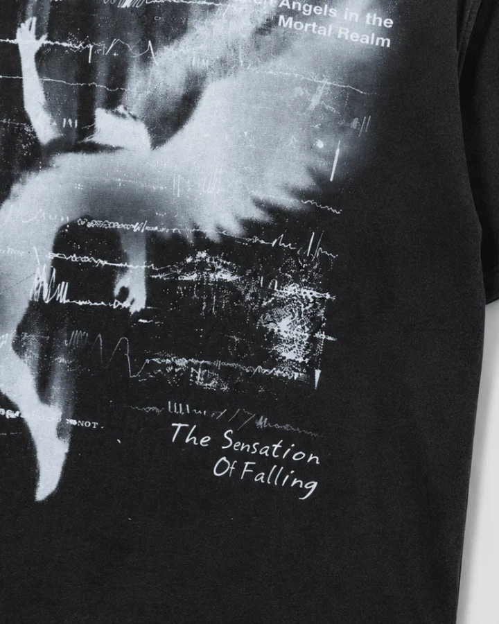 KIIKIO Dark Distressed Angel Wing Print T-Shirt