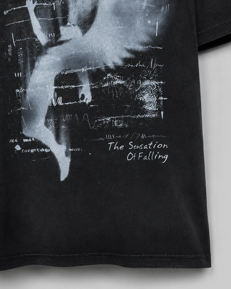 KIIKIO Dark Distressed Angel Wing Print T-Shirt