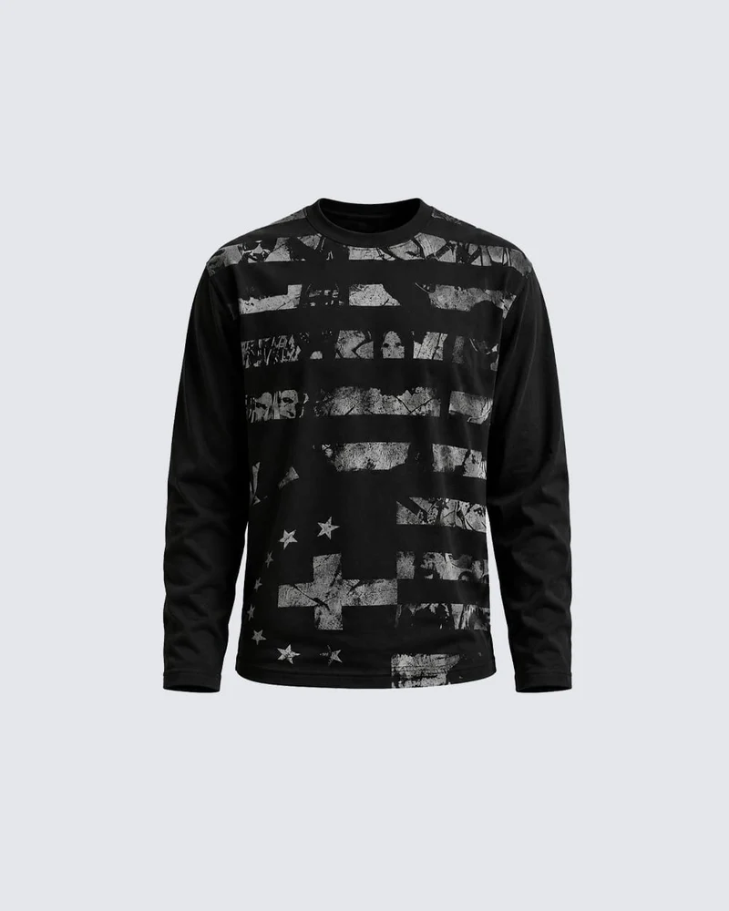 KIIKIO Retro Cross Graphic Long Sleeve Tee
