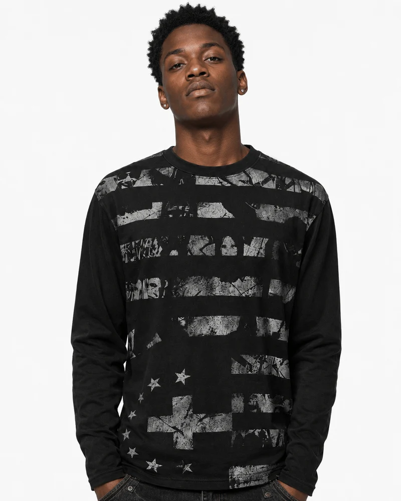 KIIKIO Retro Cross Graphic Long Sleeve Tee