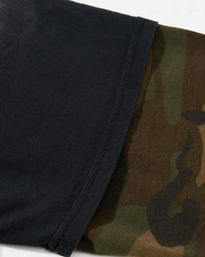 KIIKIO Distressed Camo Layered Graphic T-Shirt