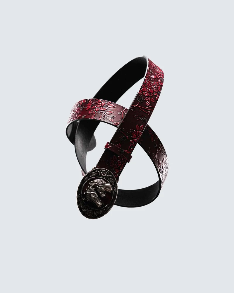 KIIKIO RED RUST Series | Gothic Embossed Leather Belt