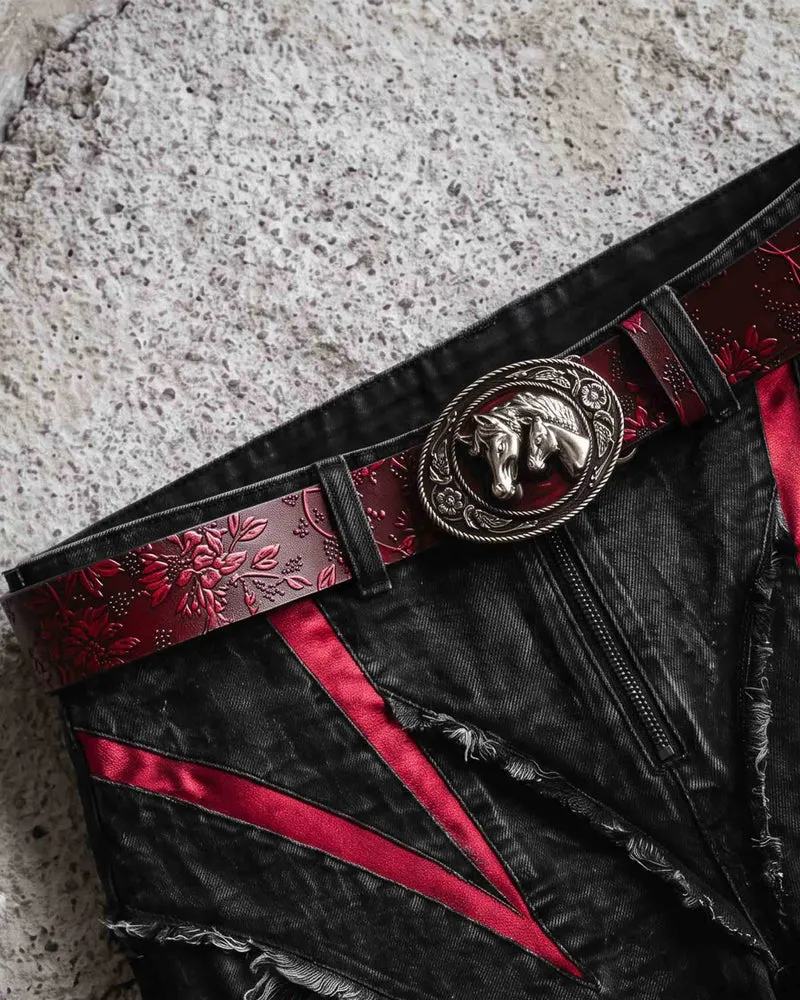 KIIKIO RED RUST Series | Gothic Embossed Leather Belt