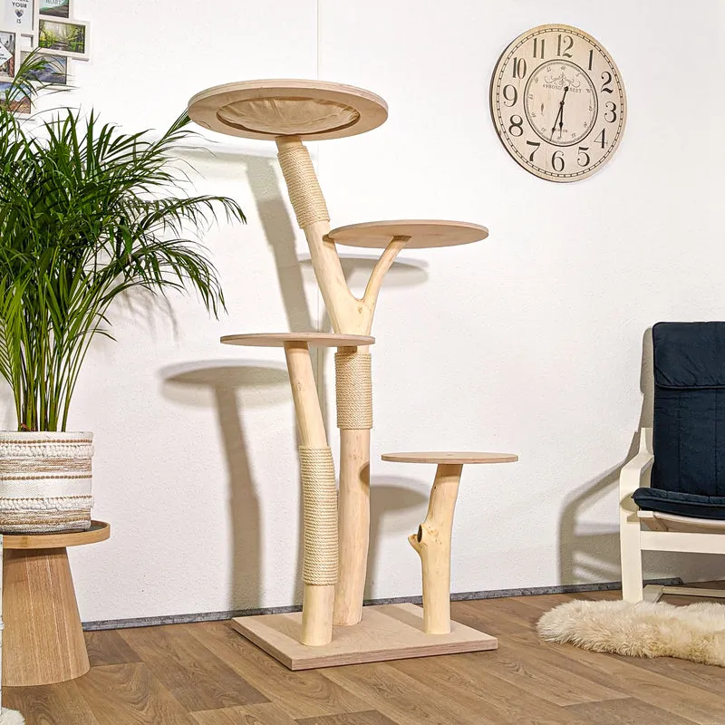 Naturkratzbaum 4290 Kratzbaum Natur Holz Design 155 cm hoch Katzenbaum