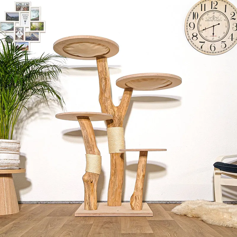 Naturkratzbaum 4274 Kratzbaum Natur Holz Design 145 cm hoch Katzenbaum
