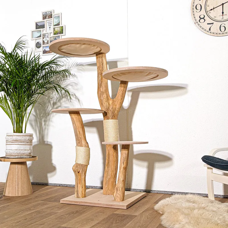 Naturkratzbaum 4274 Kratzbaum Natur Holz Design 145 cm hoch Katzenbaum