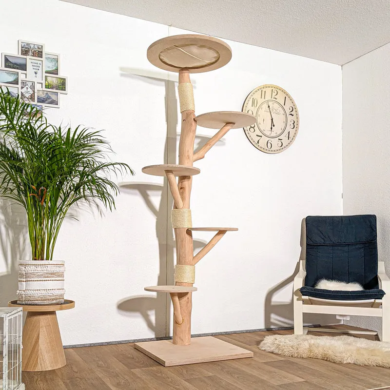 Naturkratzbaum KA027 Kratzbaum Natur Holz Design 205 cm hoch Katzenbaum