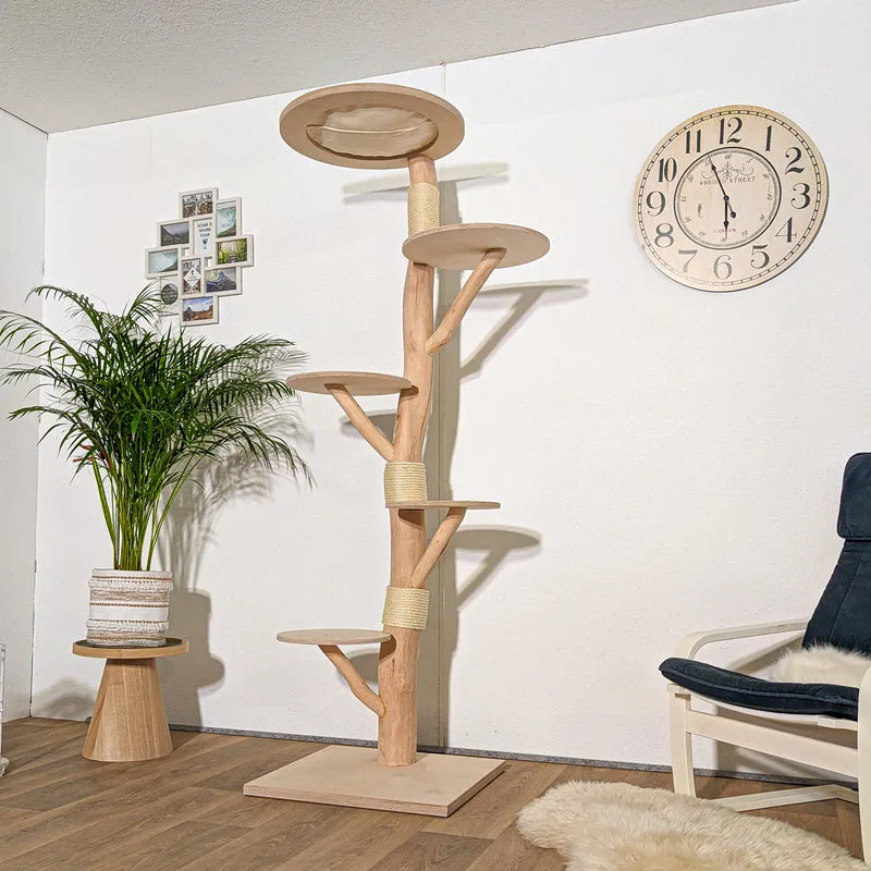 Naturkratzbaum KA027 Kratzbaum Natur Holz Design 205 cm hoch Katzenbaum