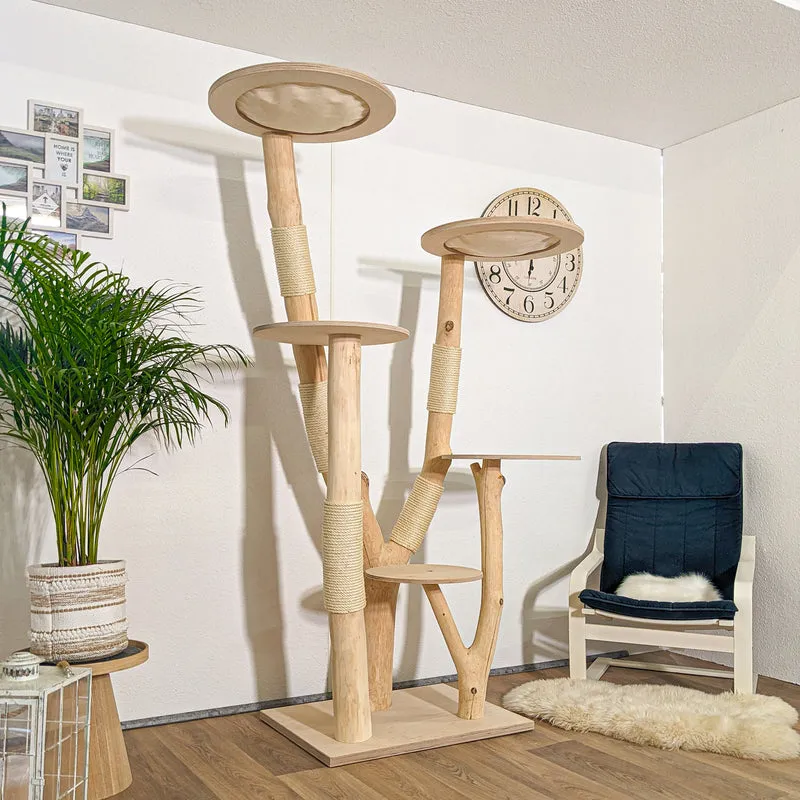 Naturkratzbaum 4261 Kratzbaum Natur Holz Design 205 cm hoch Katzenbaum