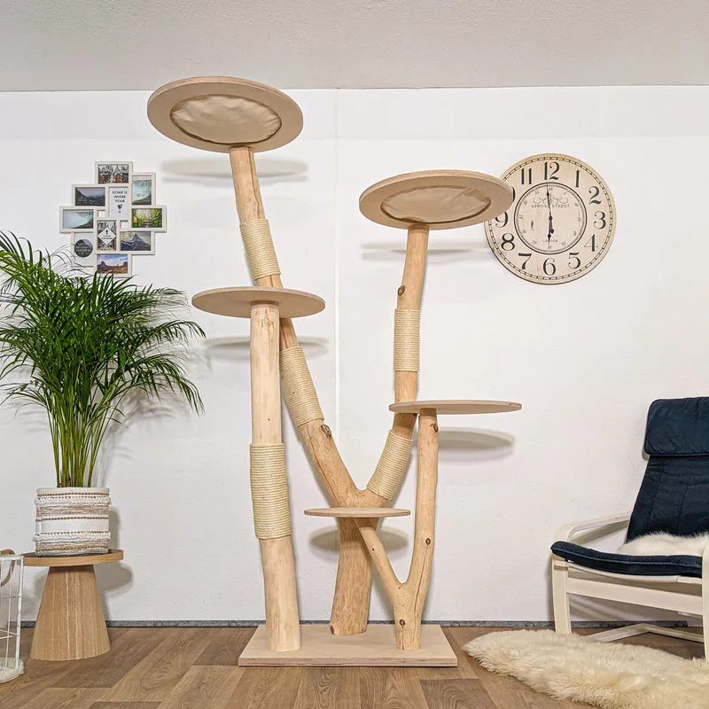 Naturkratzbaum 4261 Kratzbaum Natur Holz Design 205 cm hoch Katzenbaum