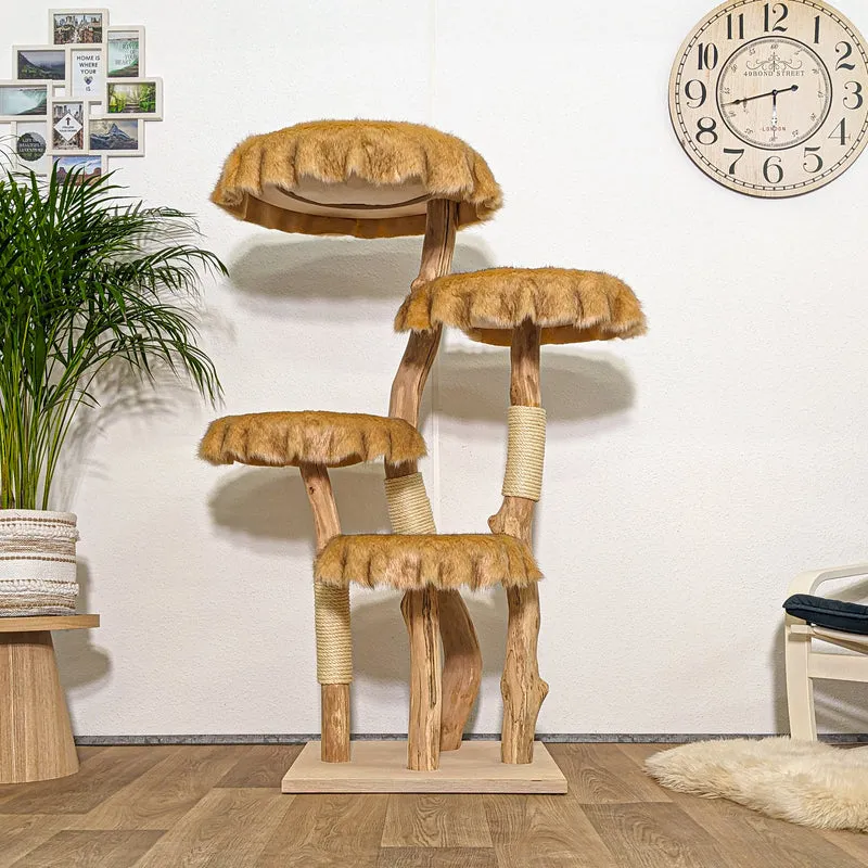 Naturkratzbaum 4260 Kratzbaum Natur Holz Design 145 cm hoch Katzenbaum