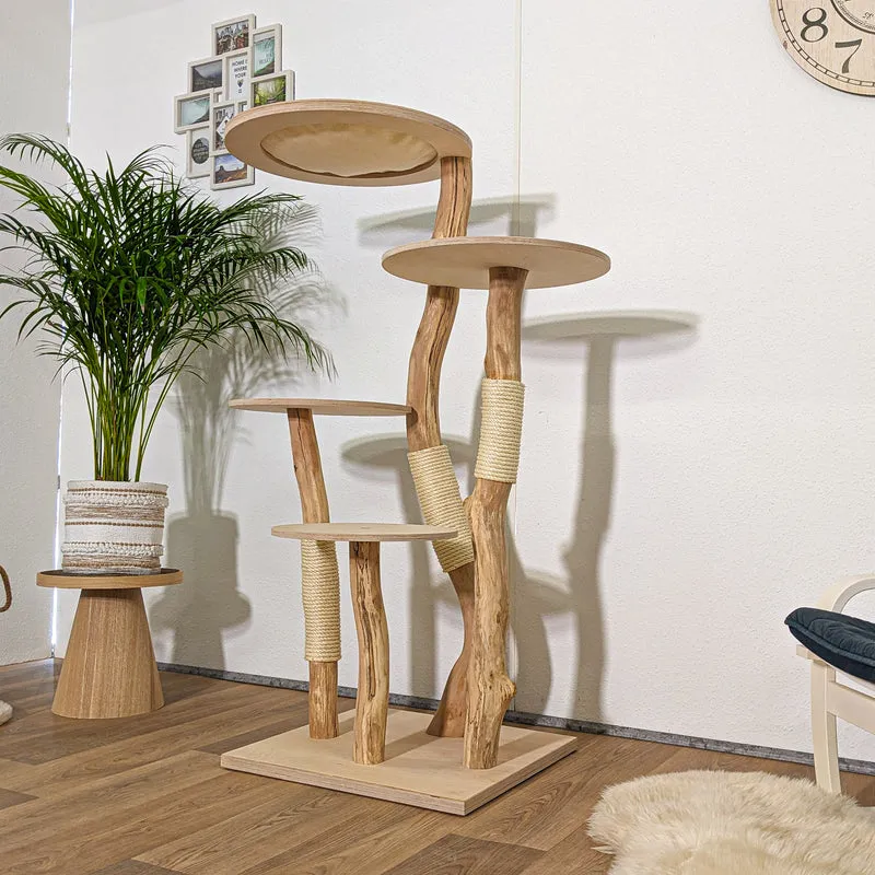 Naturkratzbaum 4260 Kratzbaum Natur Holz Design 145 cm hoch Katzenbaum