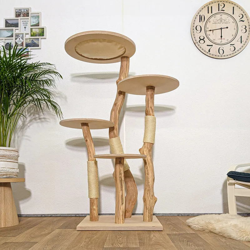 Naturkratzbaum 4260 Kratzbaum Natur Holz Design 145 cm hoch Katzenbaum