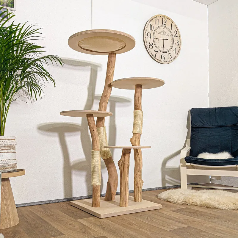 Naturkratzbaum 4260 Kratzbaum Natur Holz Design 145 cm hoch Katzenbaum