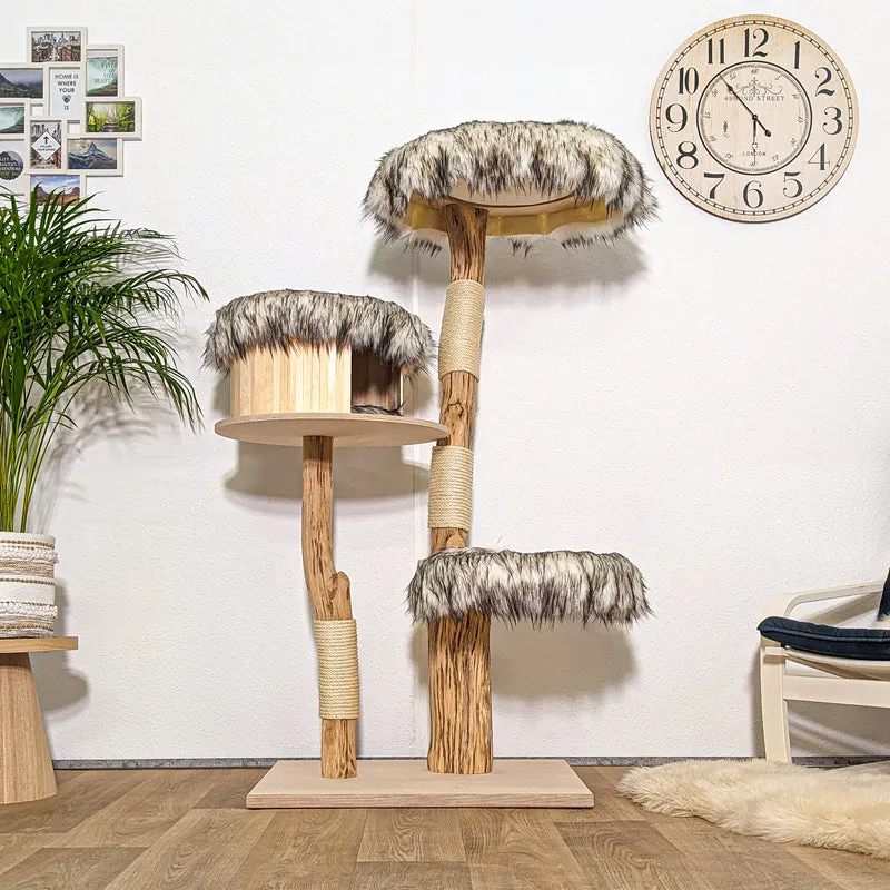 Naturkratzbaum 4256 Kratzbaum Natur Holz Design 155 cm hoch Katzenbaum