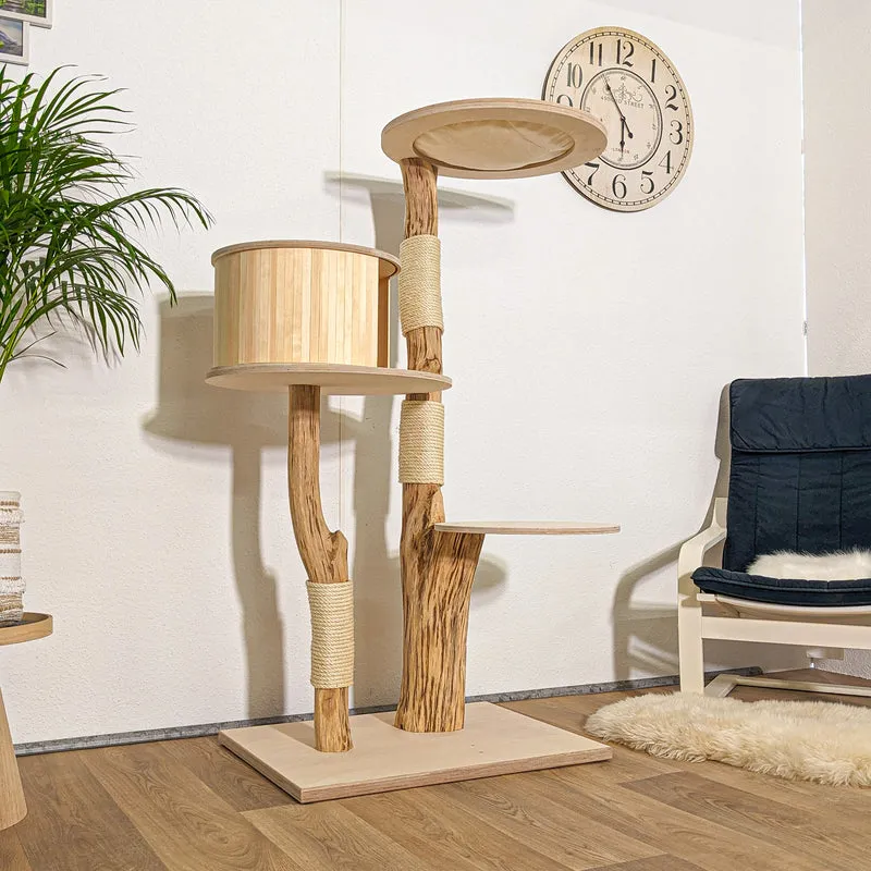 Naturkratzbaum 4256 Kratzbaum Natur Holz Design 155 cm hoch Katzenbaum