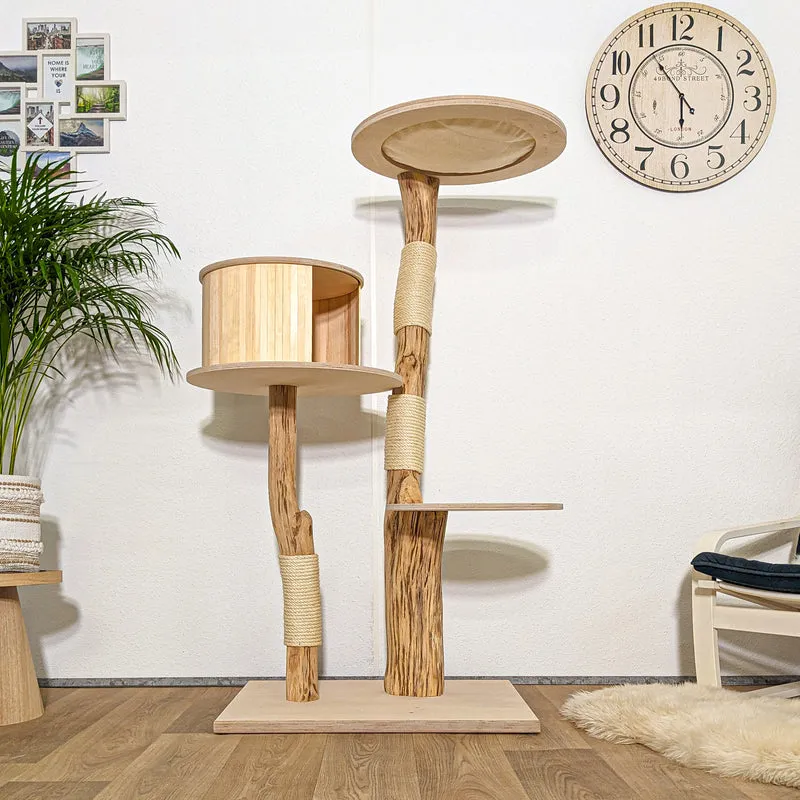 Naturkratzbaum 4256 Kratzbaum Natur Holz Design 155 cm hoch Katzenbaum