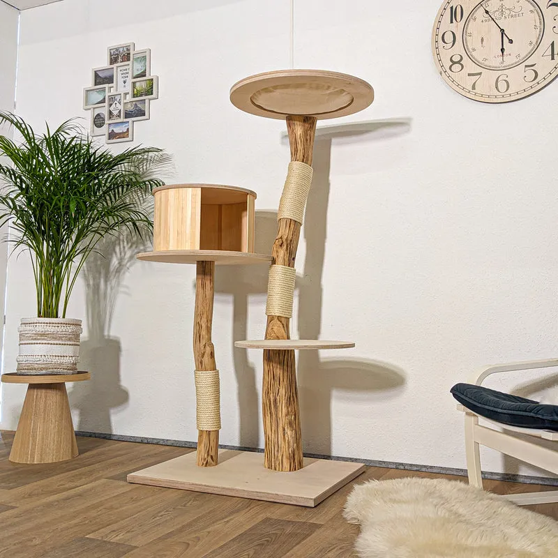Naturkratzbaum 4256 Kratzbaum Natur Holz Design 155 cm hoch Katzenbaum