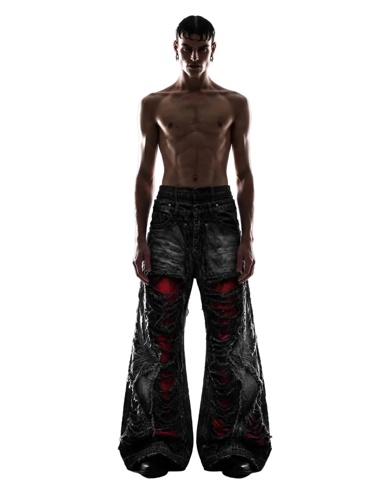 KIIKIO RED RUST Series | Distressed Wide Leg Jeans