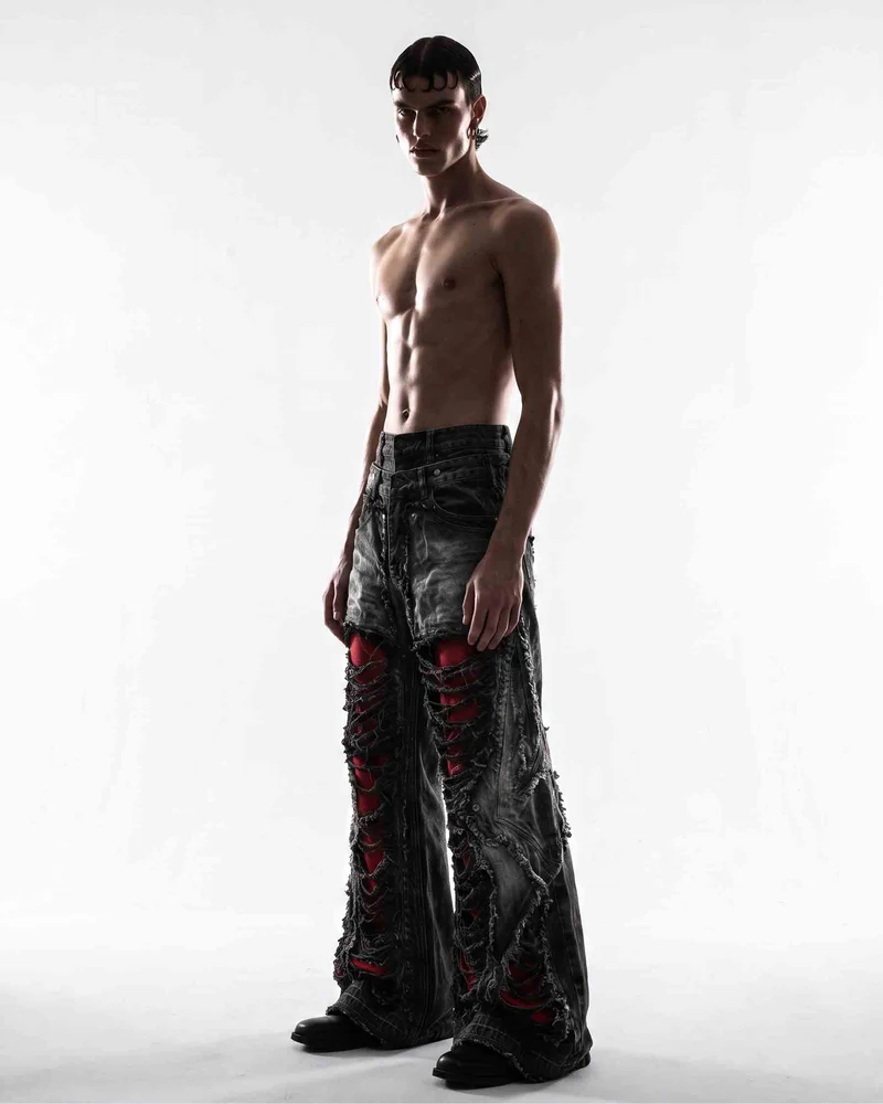 KIIKIO RED RUST Series | Distressed Wide Leg Jeans