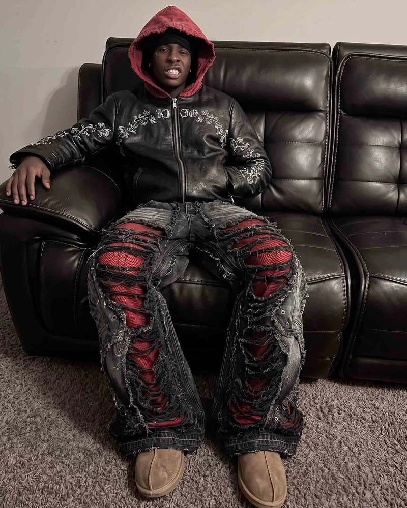 KIIKIO RED RUST Series | Distressed Wide Leg Jeans