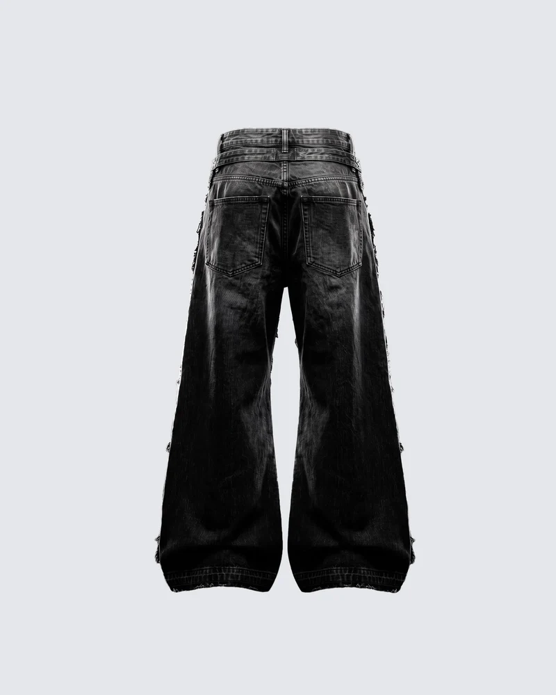 KIIKIO RED RUST Series | Distressed Wide Leg Jeans