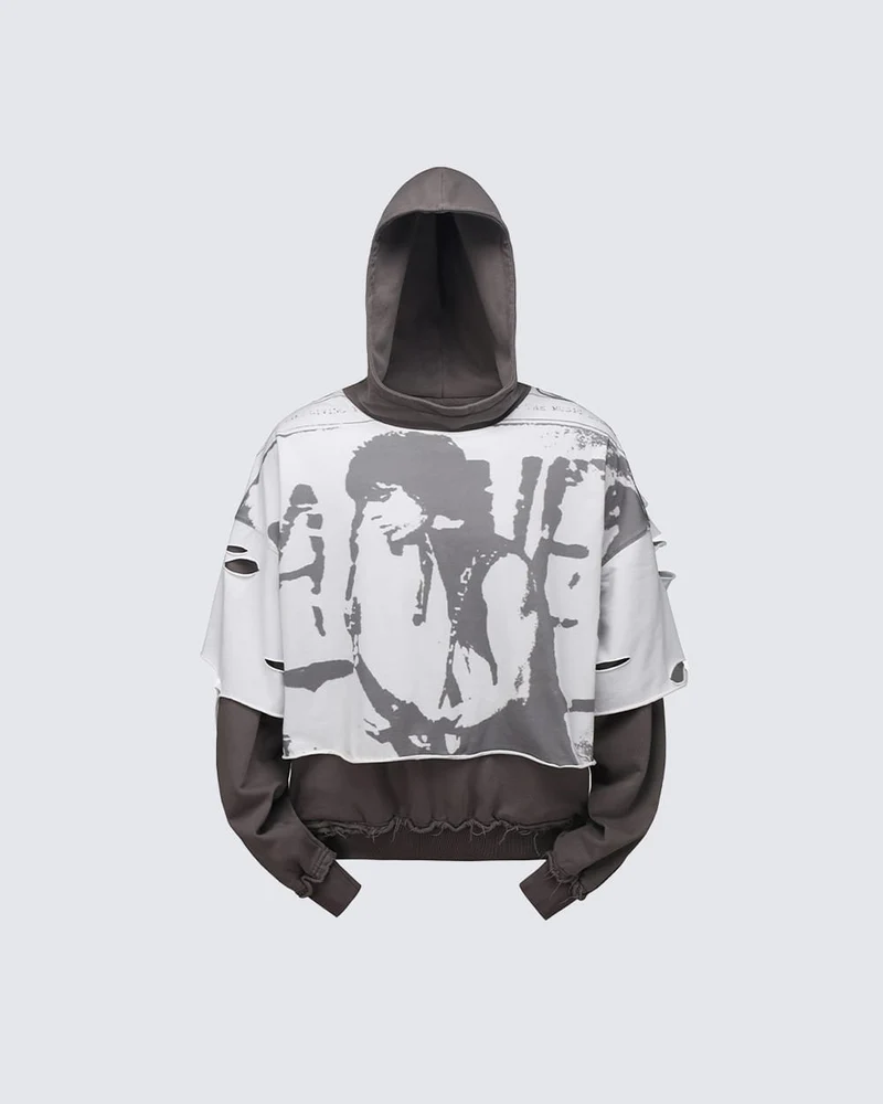 KIIKIO Grunge Layered Hoodie