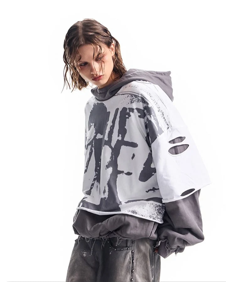 KIIKIO Grunge Layered Hoodie