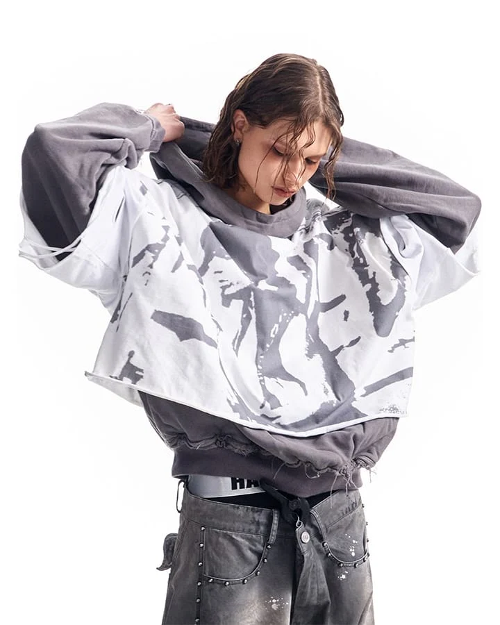 KIIKIO Grunge Layered Hoodie
