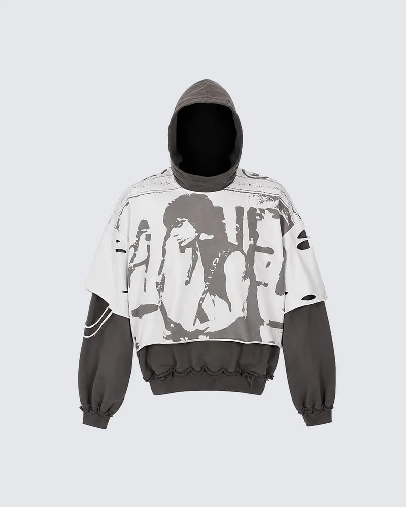 KIIKIO Grunge Layered Hoodie