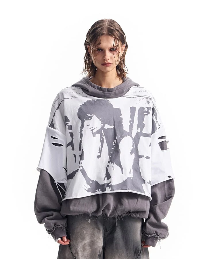 KIIKIO Grunge Layered Hoodie