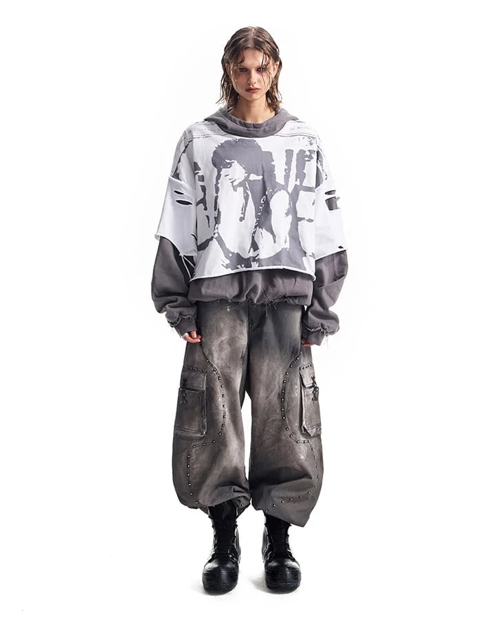 KIIKIO Grunge Layered Hoodie