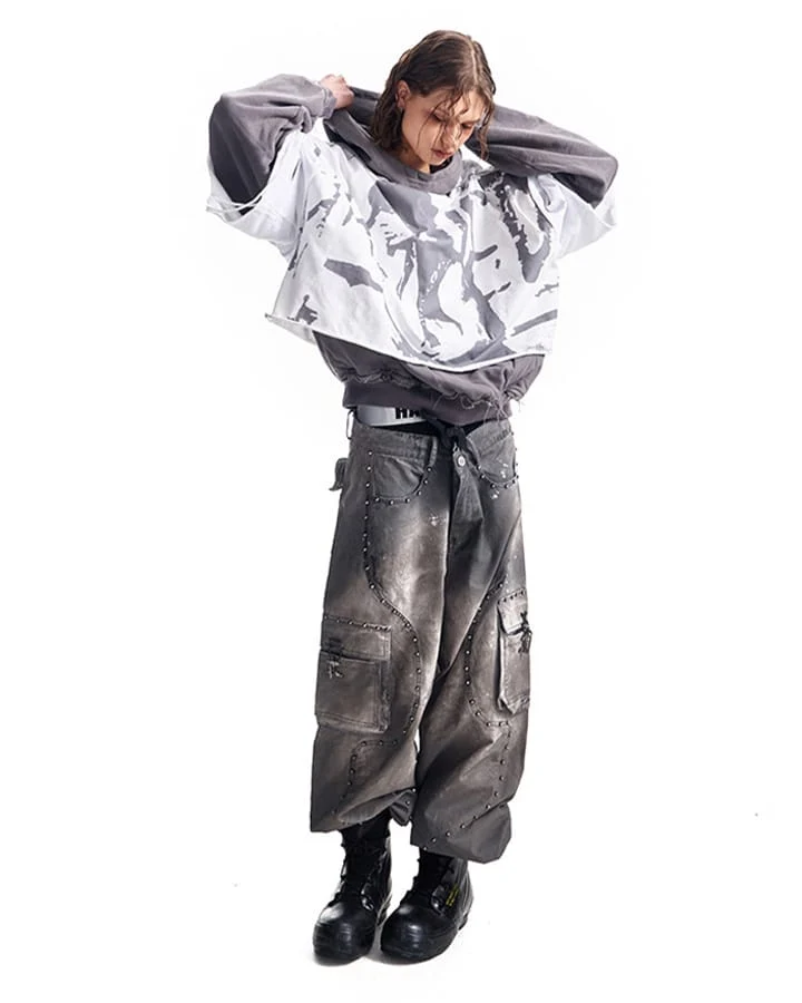 KIIKIO Grunge Layered Hoodie