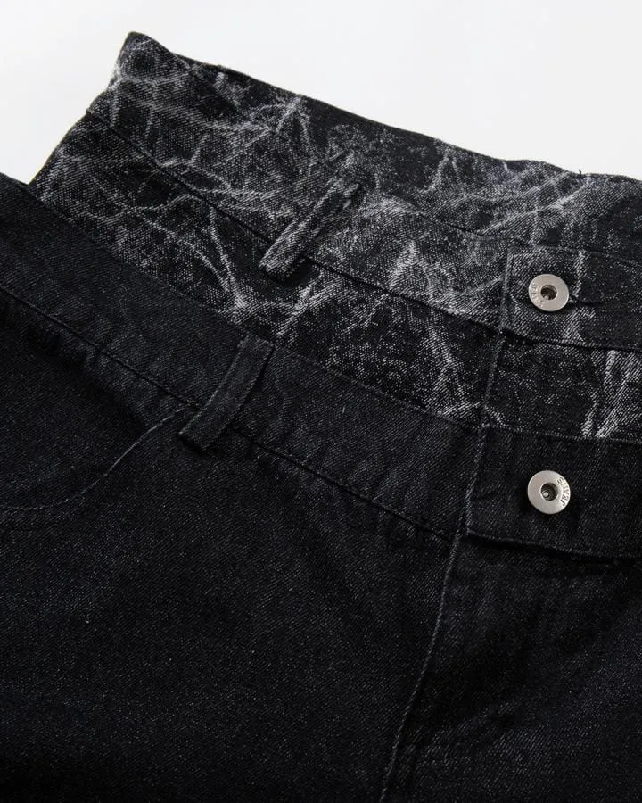 KIIKIO High-Street Retro Textured Wide-Leg Jeans
