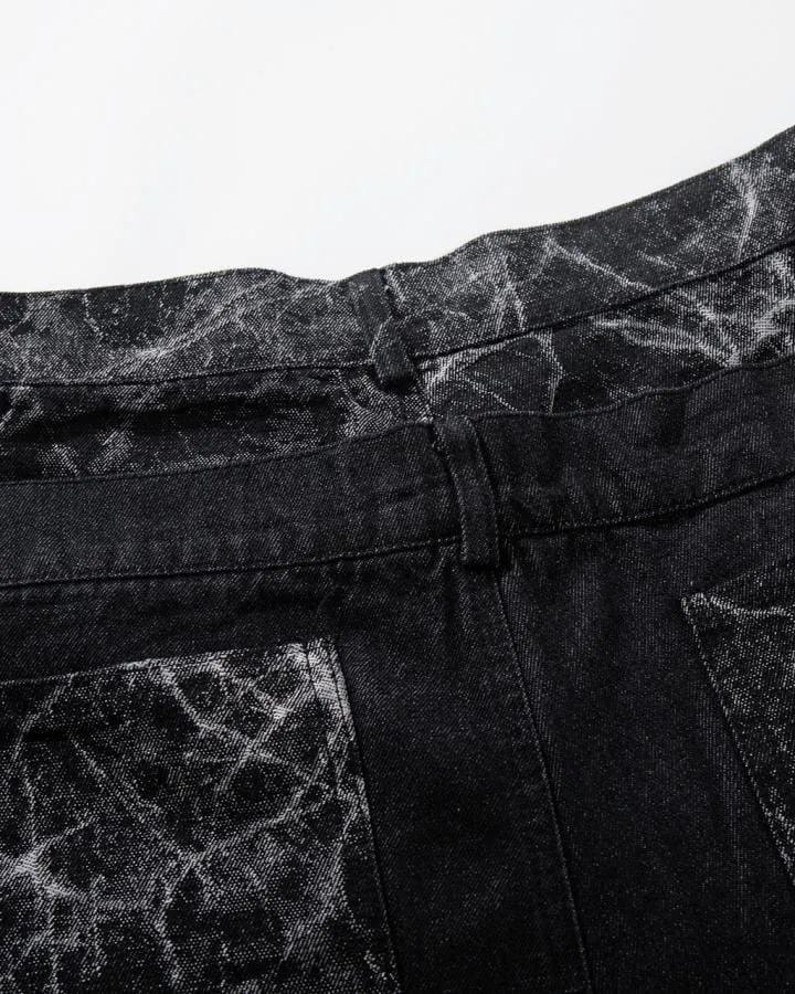 KIIKIO High-Street Retro Textured Wide-Leg Jeans