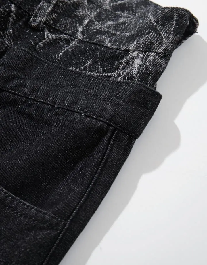 KIIKIO High-Street Retro Textured Wide-Leg Jeans