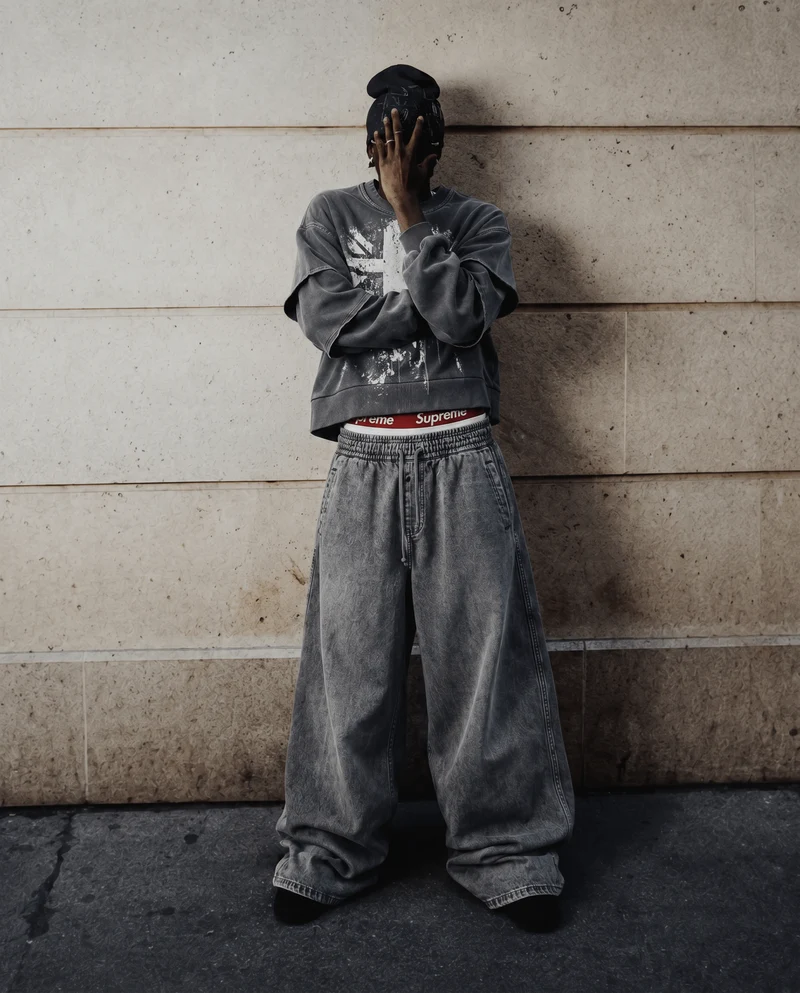 KIIKIO Washed Layered Sleeve Graphic Sweatshirt