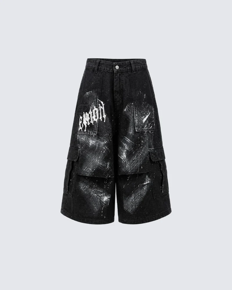 Punk Gothic New Random Paint Splatter Shorts