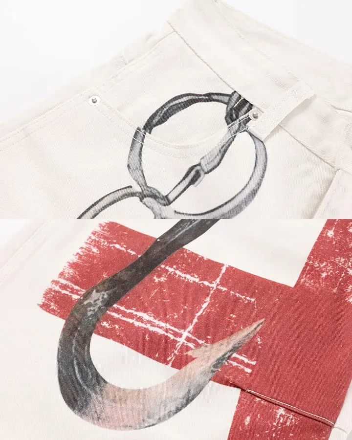 American Vintage Red Cross Chain Balloon Jeans New