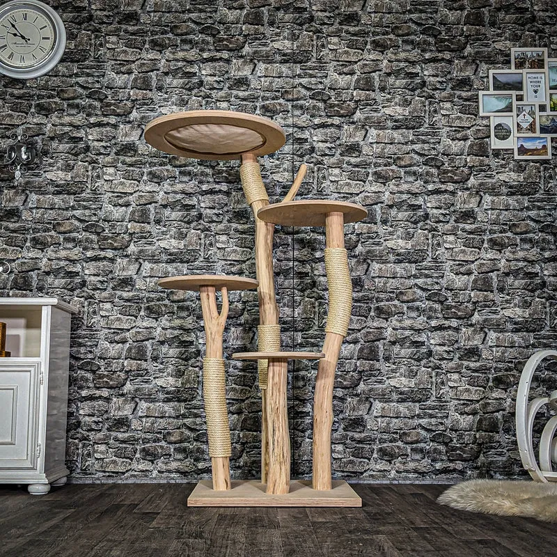 Naturkratzbaum 3799 Kratzbaum Natur Holz Design 145 cm hoch Katzenbaum