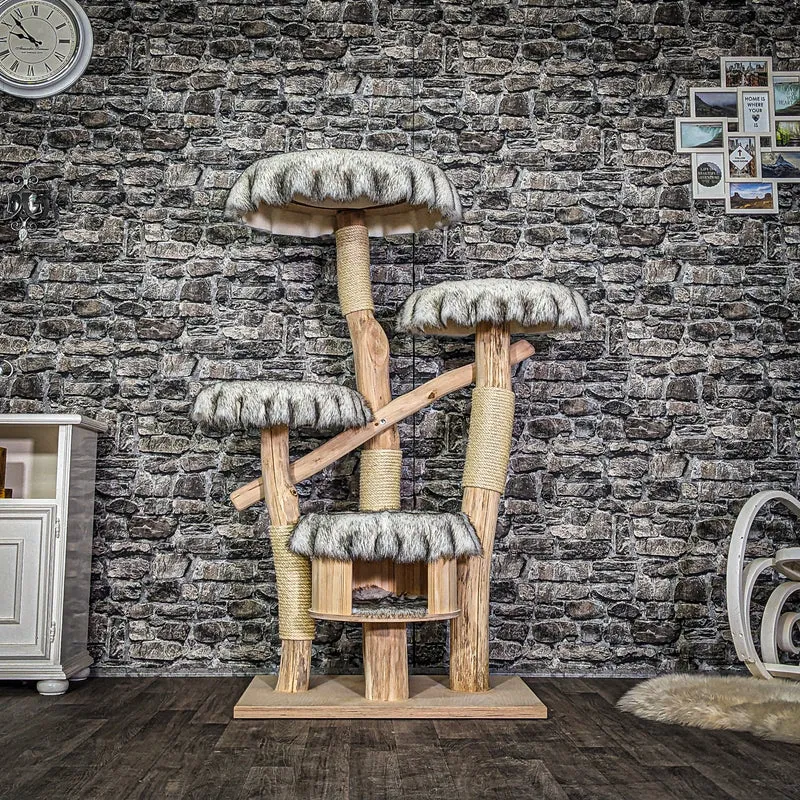 Naturkratzbaum 3797 Kratzbaum Natur Holz Design 145 cm hoch Katzenbaum