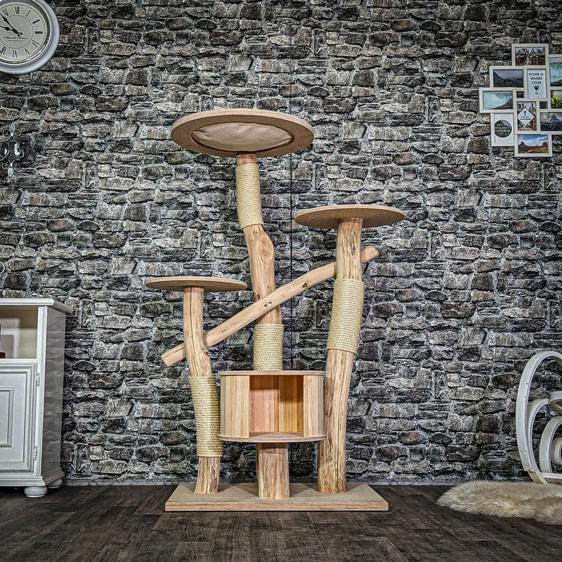 Naturkratzbaum 3797 Kratzbaum Natur Holz Design 145 cm hoch Katzenbaum