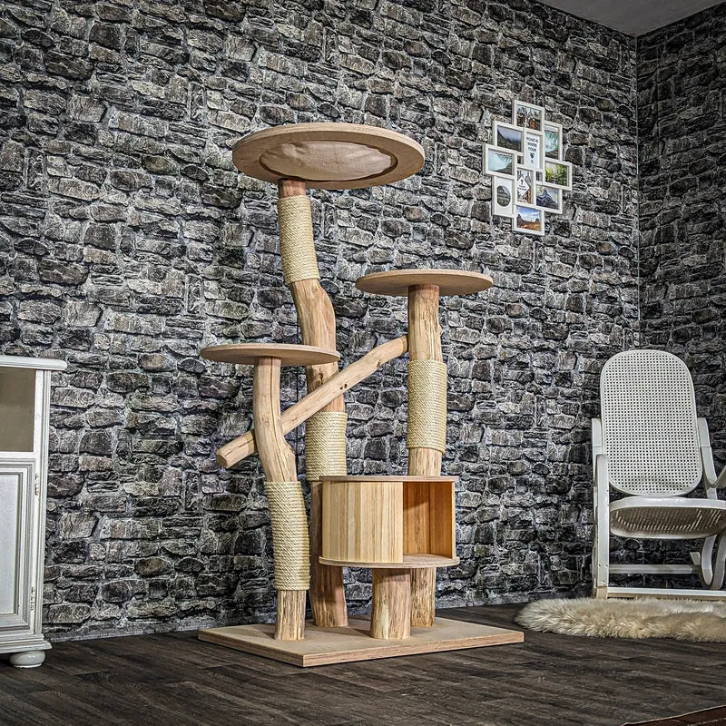 Naturkratzbaum 3797 Kratzbaum Natur Holz Design 145 cm hoch Katzenbaum