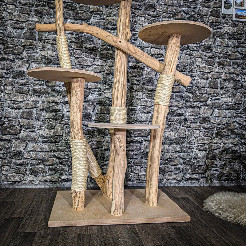 Naturkratzbaum 3796 Kratzbaum Natur Holz Design 175 cm hoch Katzenbaum