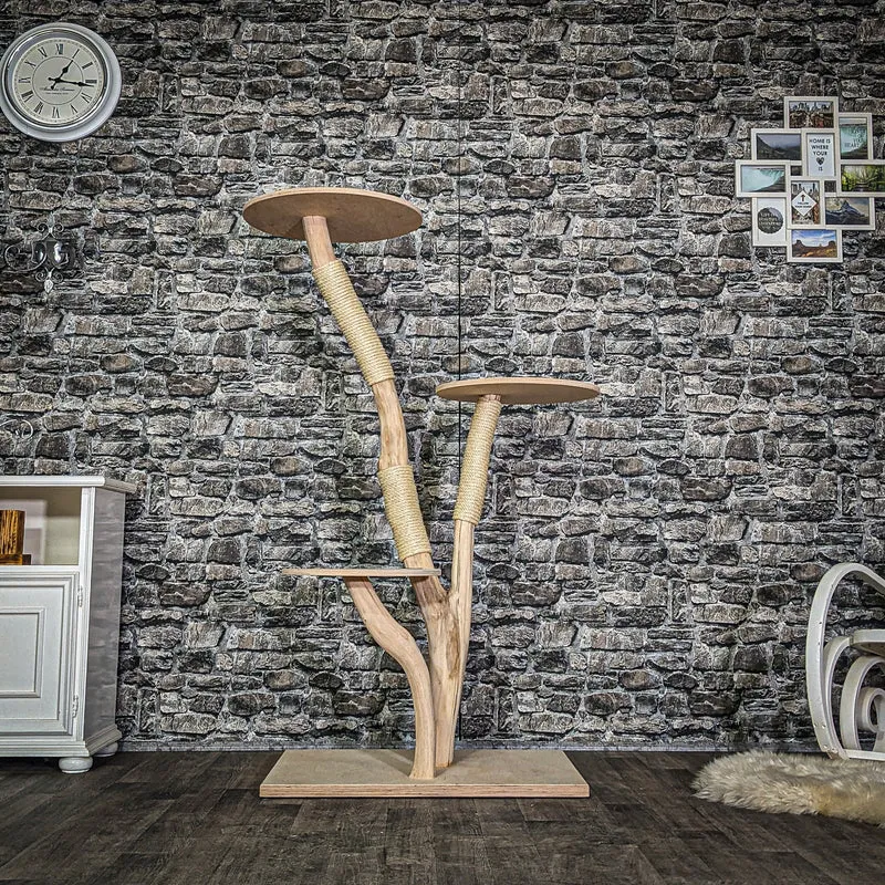 Naturkratzbaum 3792 Kratzbaum Natur Holz Design 153 cm hoch Katzenbaum