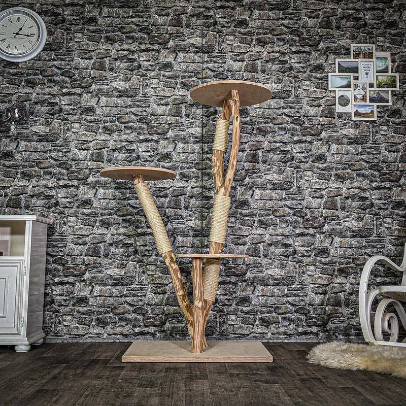Naturkratzbaum 3787 Kratzbaum Natur Holz Design 155 cm hoch Katzenbaum