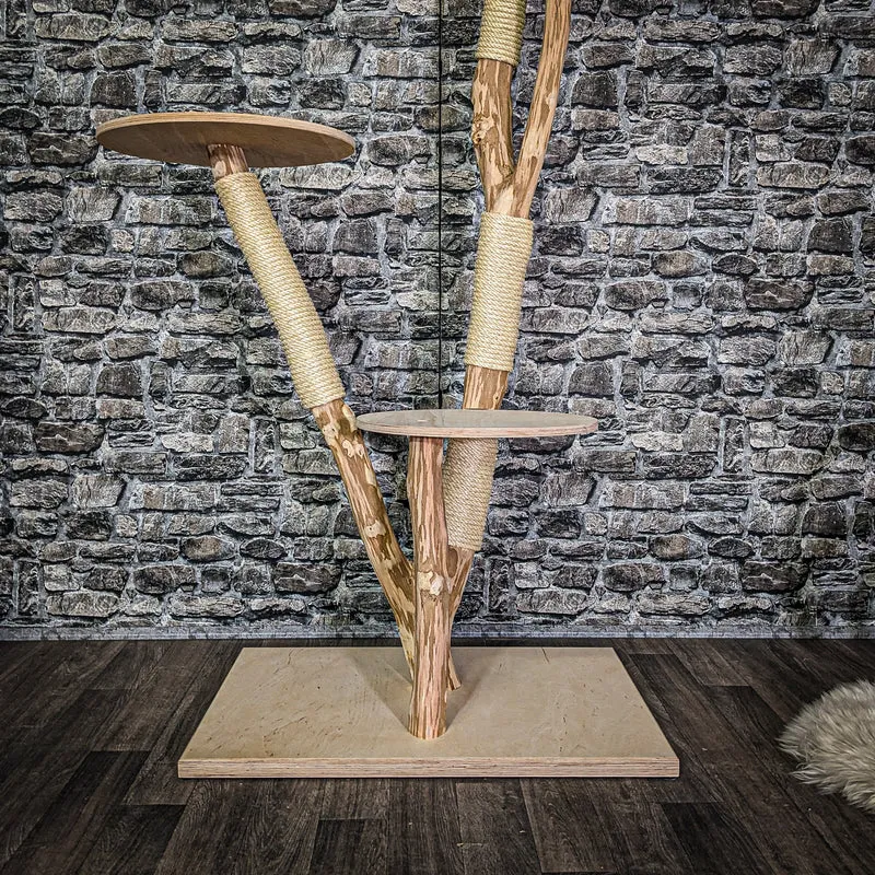 Naturkratzbaum 3787 Kratzbaum Natur Holz Design 155 cm hoch Katzenbaum