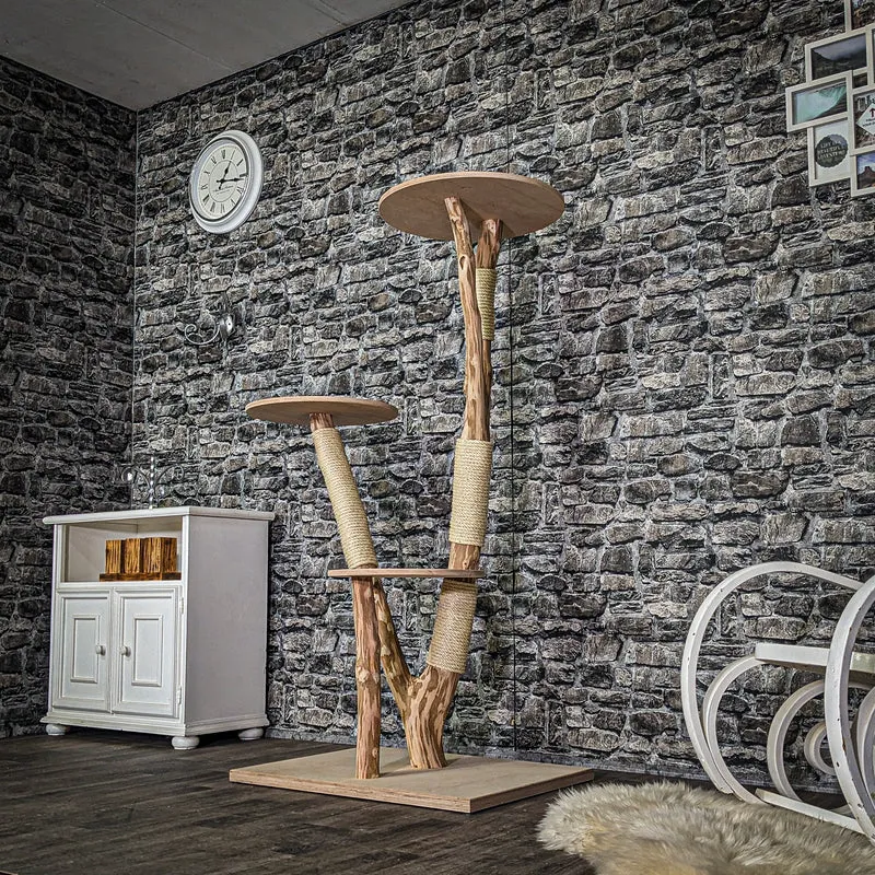 Naturkratzbaum 3787 Kratzbaum Natur Holz Design 155 cm hoch Katzenbaum