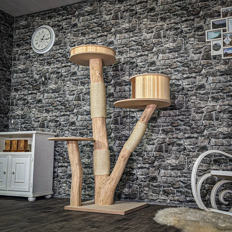 Naturkratzbaum 3786 Kratzbaum Natur Holz Design 160 cm hoch Katzenbaum