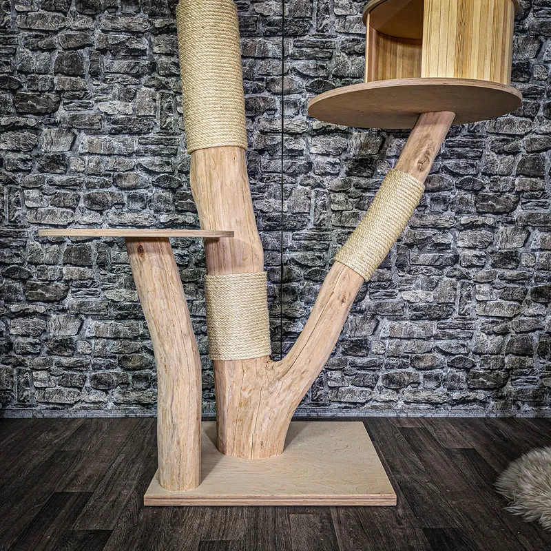 Naturkratzbaum 3786 Kratzbaum Natur Holz Design 160 cm hoch Katzenbaum